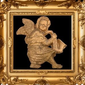 Vintage Angel Ornament Gold Cherub Victorian Cottage Core Old World Hand Crafted